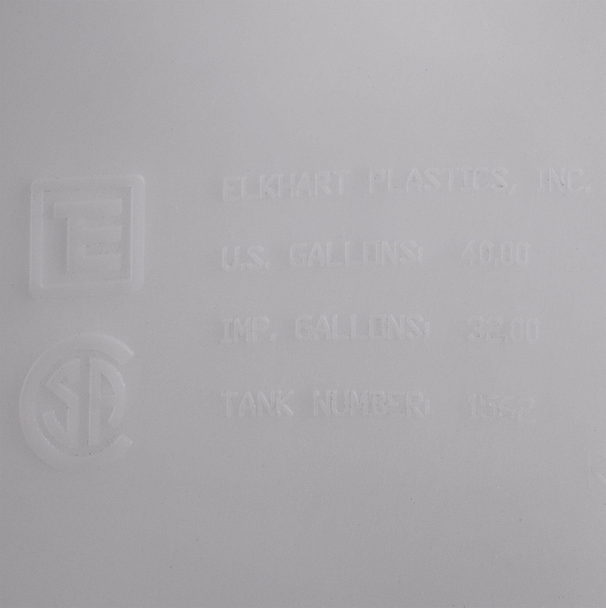 RV Fresh Water Tank 43 Gallon | 39" x 16" x 16" | Elkhart Plastics EPI 1562 (without fittings)