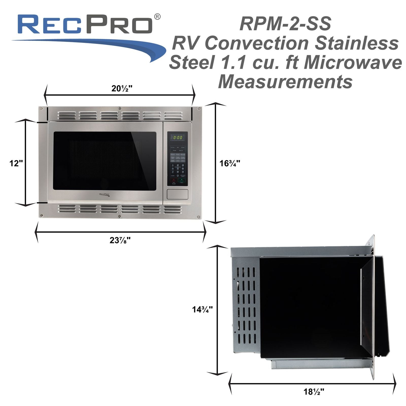 RecPro RV Microwave 1.1 CF. | Stainless Steel | Replaces Greystone and High Pointe