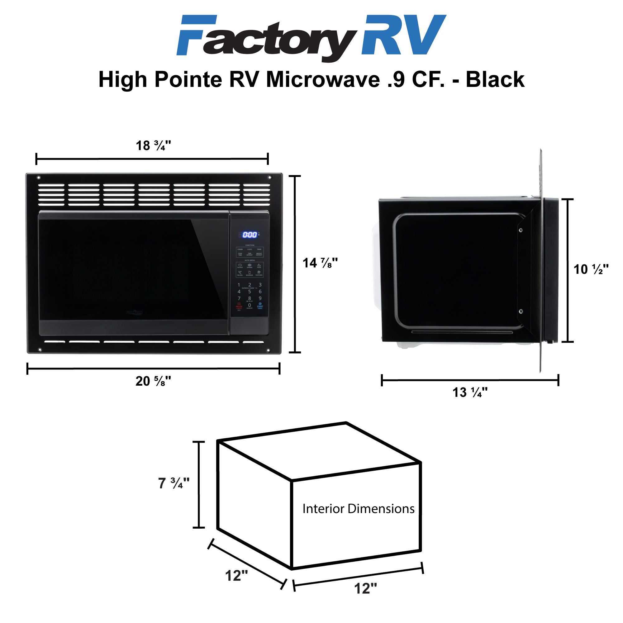High Pointe RV Microwave 0.9 CF | Black