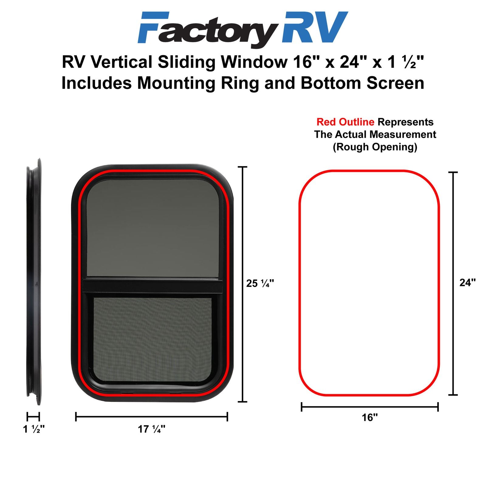 RV Window | Teardrop | 16" x 24" x 1 ½"