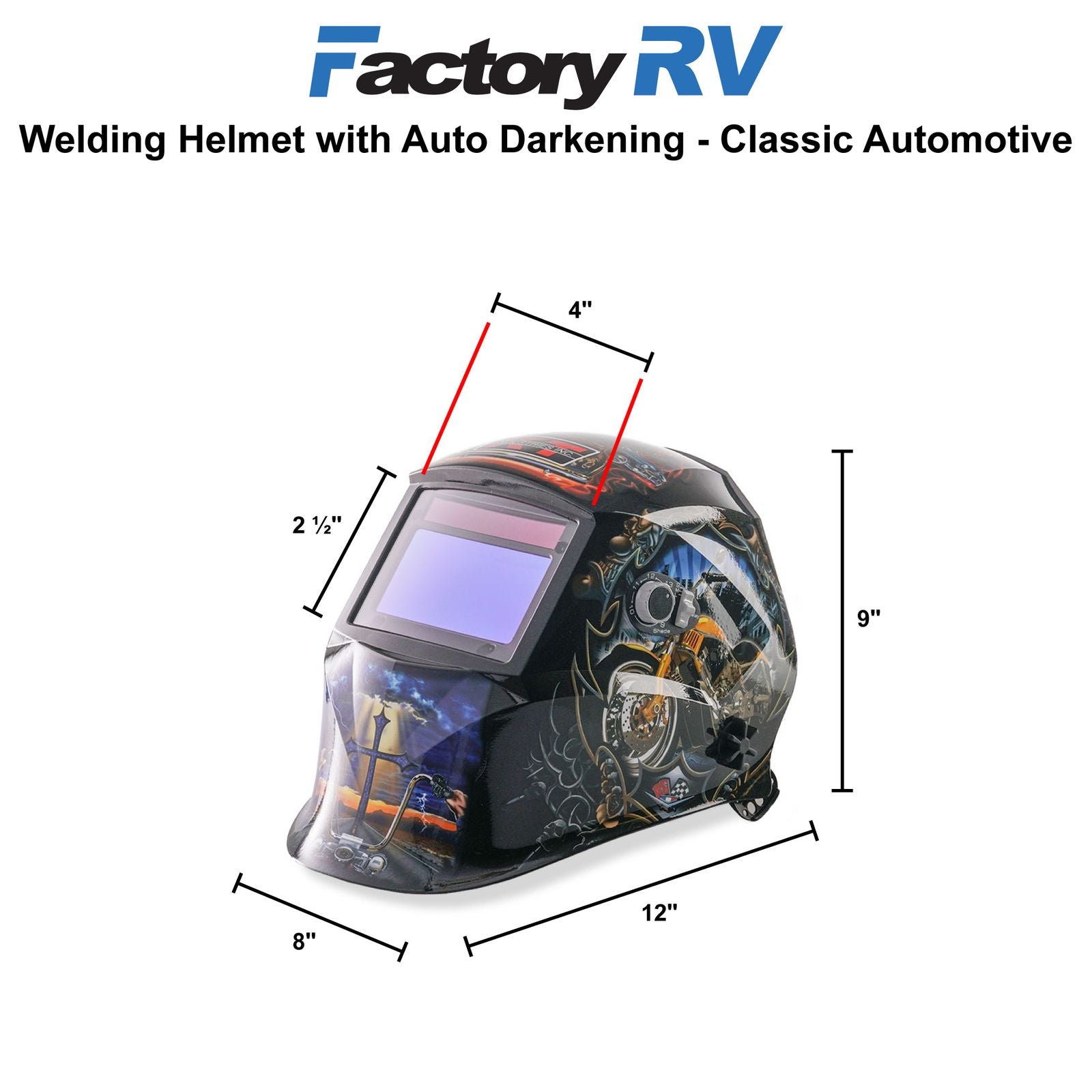 KT Industries Welding Helmet with Auto Darkening | "Classic Automotive"