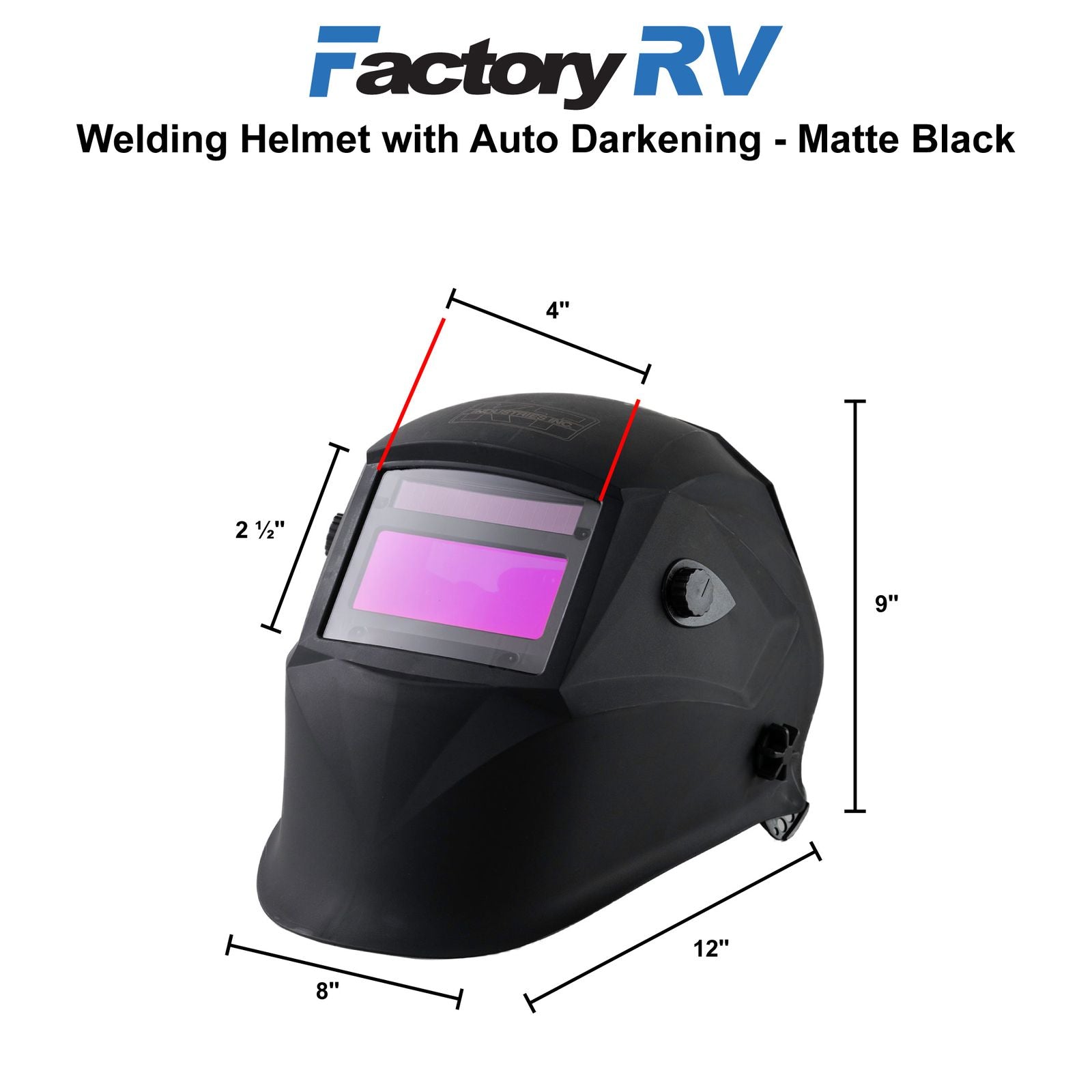 KT Industries Welding Helmet with Auto Darkening | Matte Black