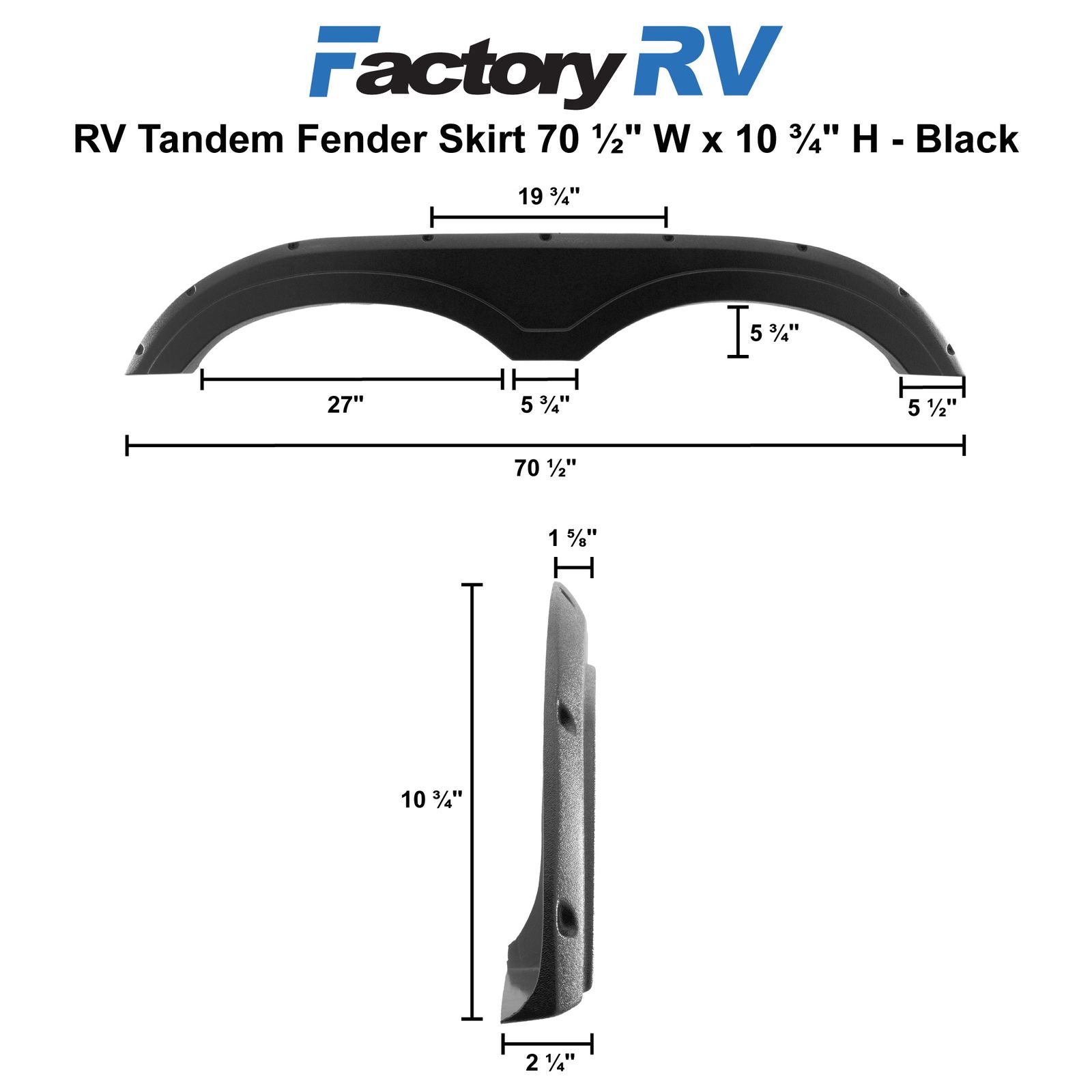 RV Tandem Fender Skirt | 70 ½" W x 10 ¾" H - Keystone Outback