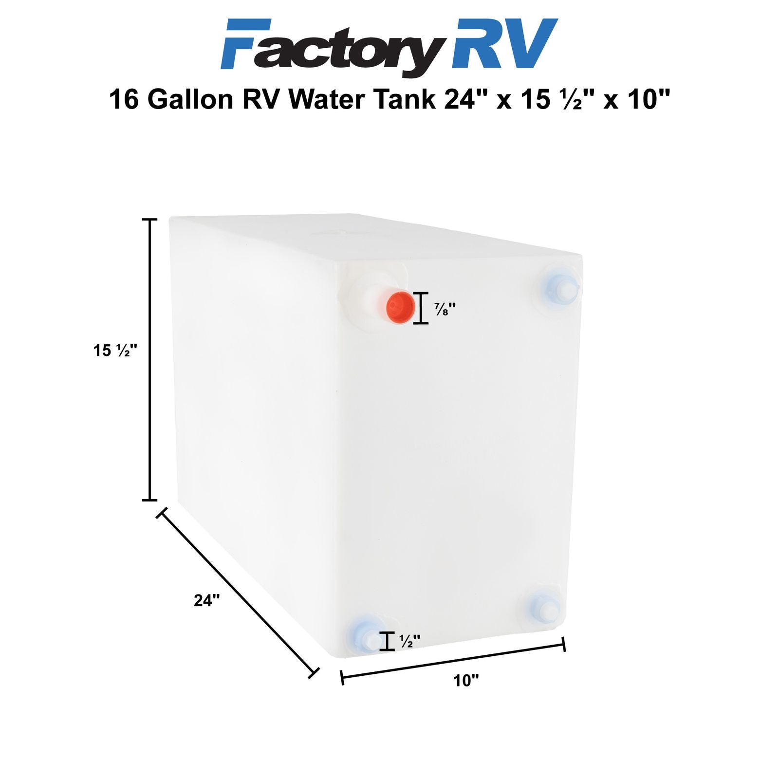 RV Fresh Water Tank 16 Gallon | 24" x 15 ½" x 10" | NSF Certified and BPA Free