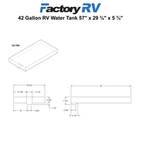 RV 42 Gallon Fresh Water Tank 57" x 29 ¾" x 5 ¾" | Elkhart Plastics EPI 03029 (without fittings)