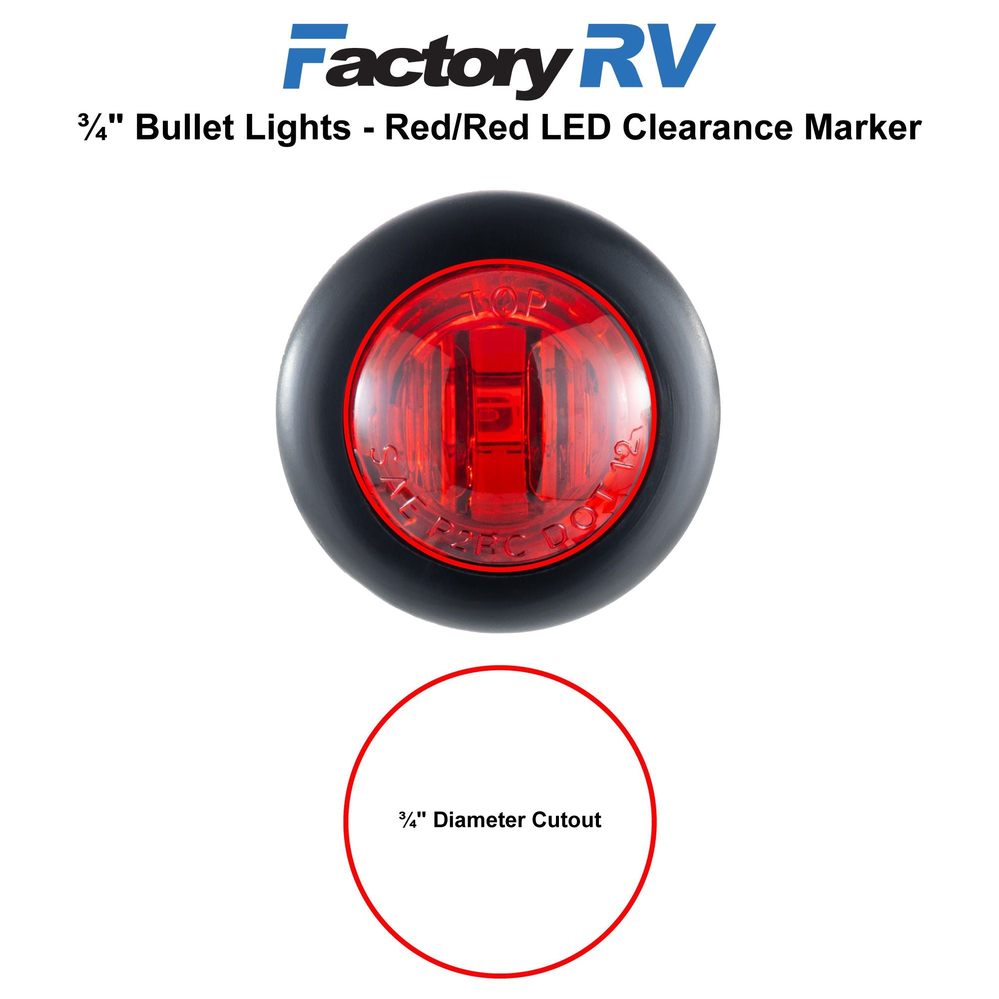 Trailer Marker Lights | ¾" LED Red Bullet Clearance