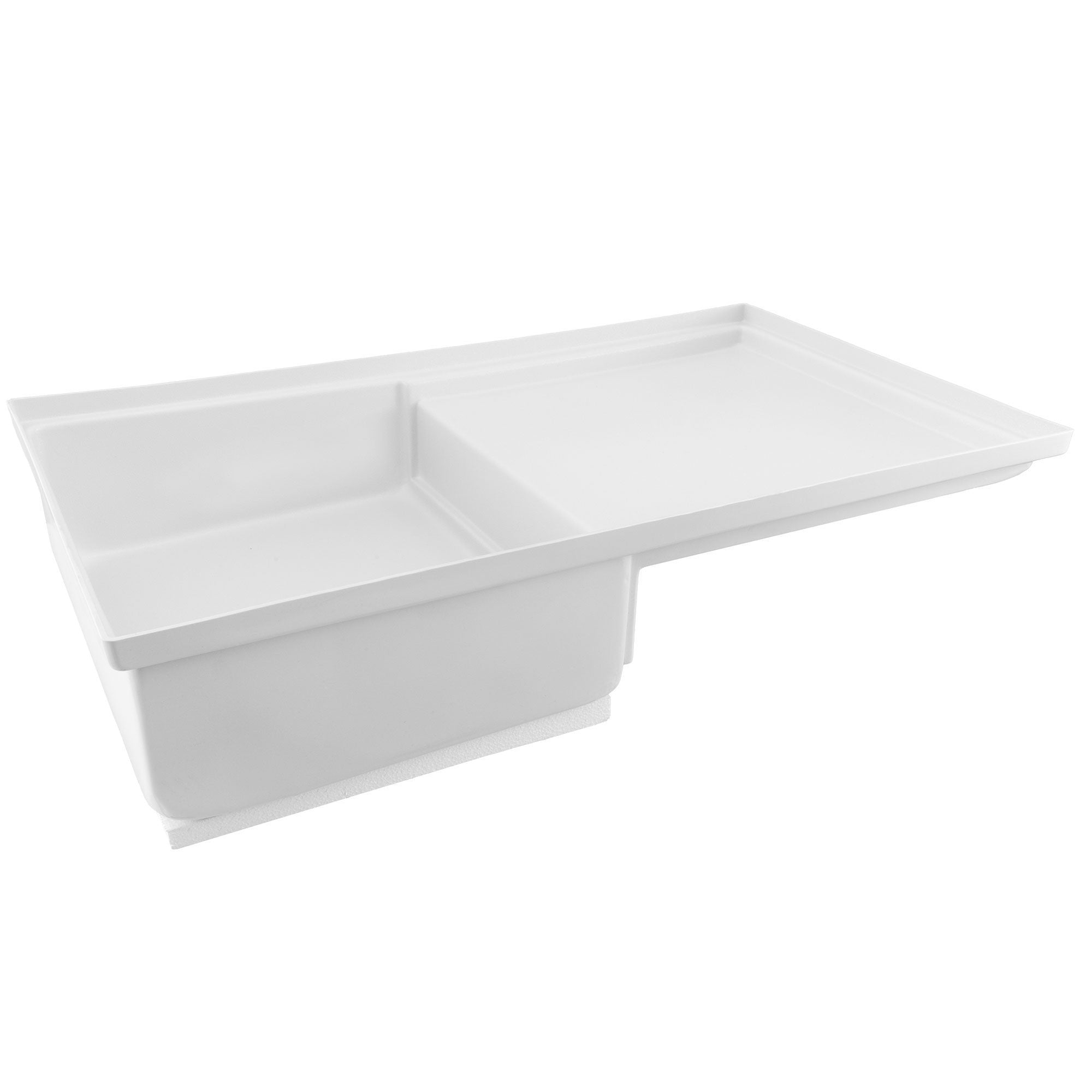 RV Toilet Mount Shower Pan Combo 35" x 21" Corner Drain | White