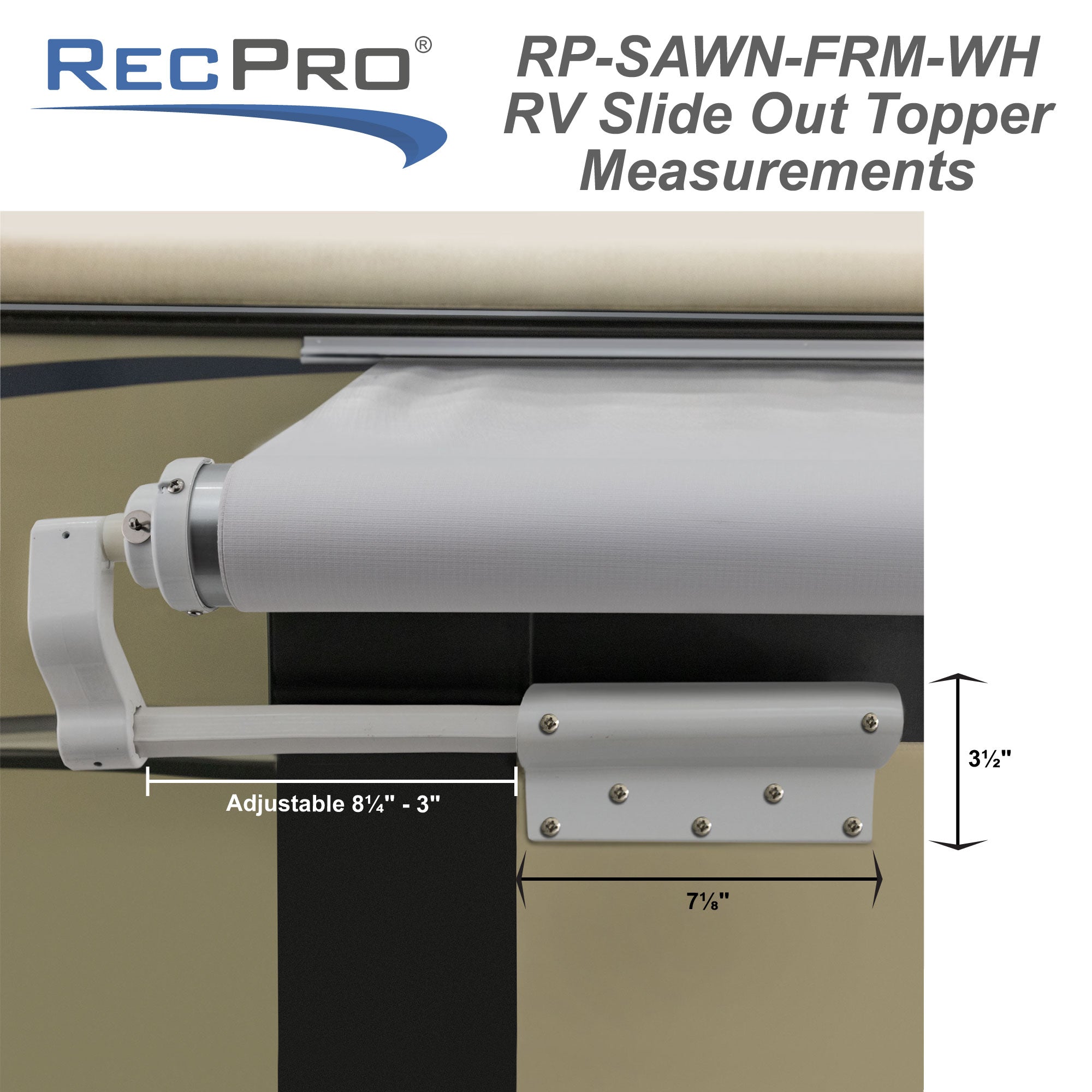 RecPro RV Slideout Awning | White Slide Topper Assembly