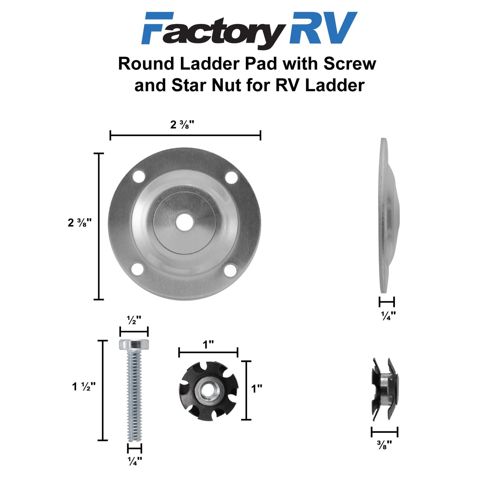 RV Ladder Round Pad with Screw and Star Nut
