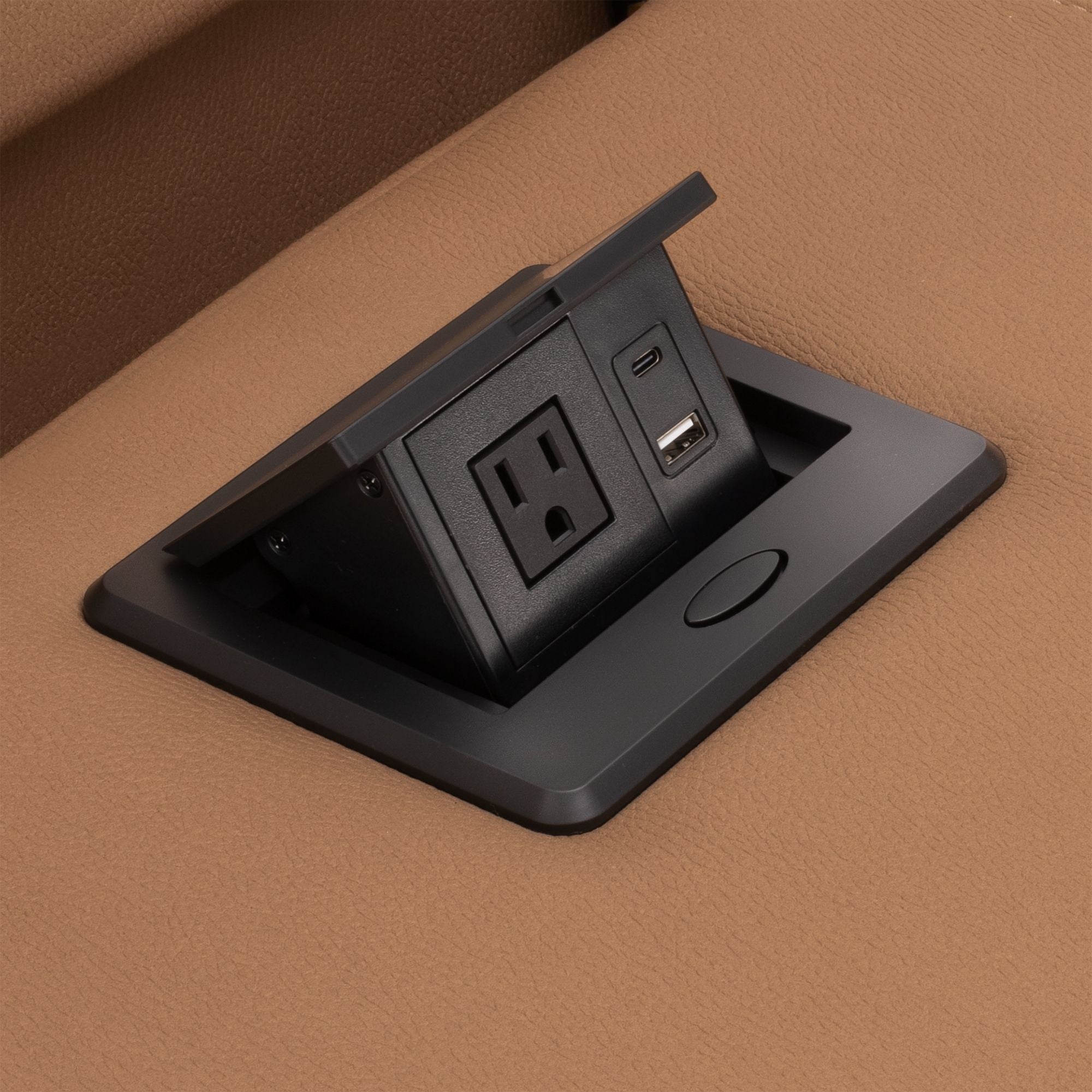 RV Sofa 22" Fold Down Center Console with Cupholders and USB-A and USB-C Outlets