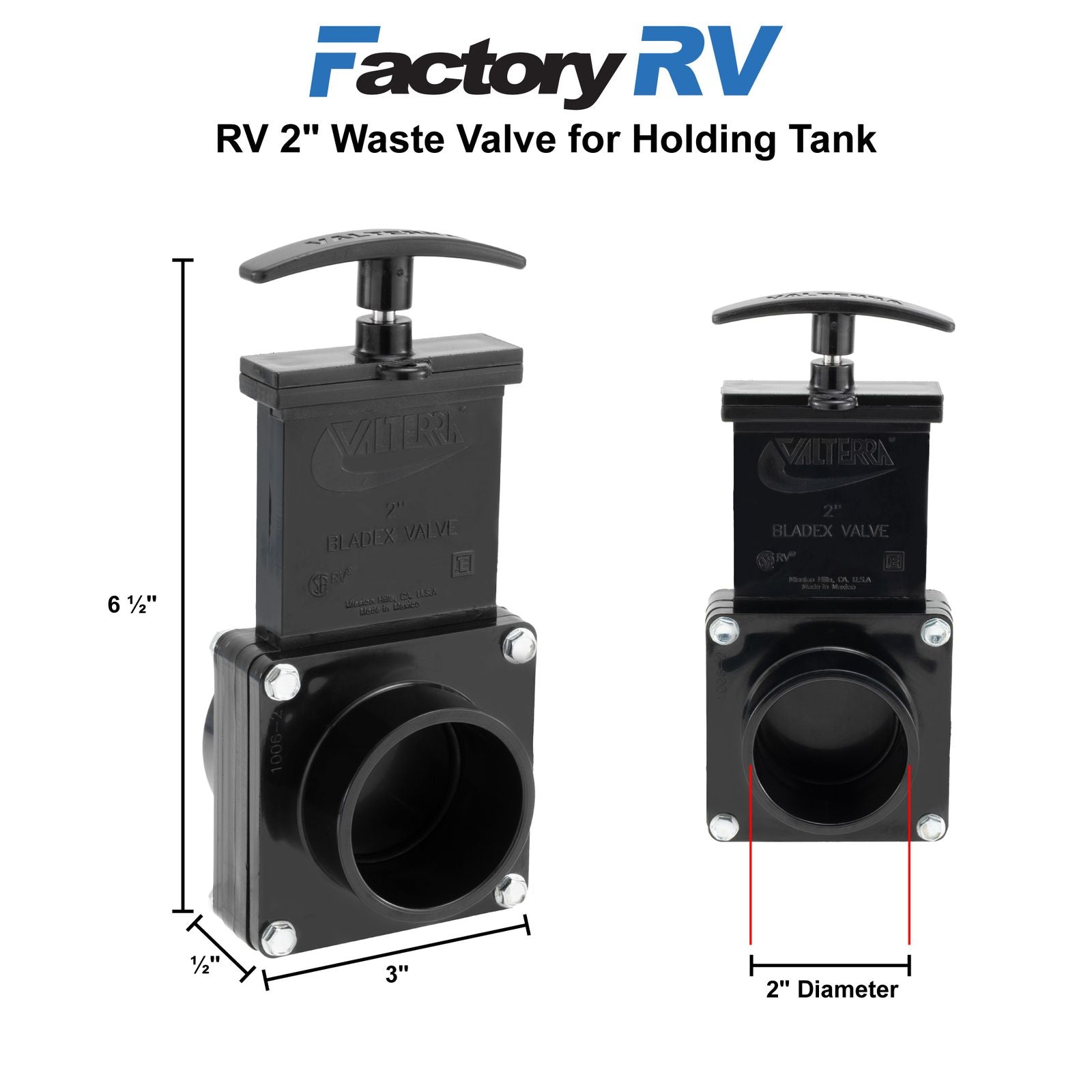 Valterra RV Waste Valve 2"