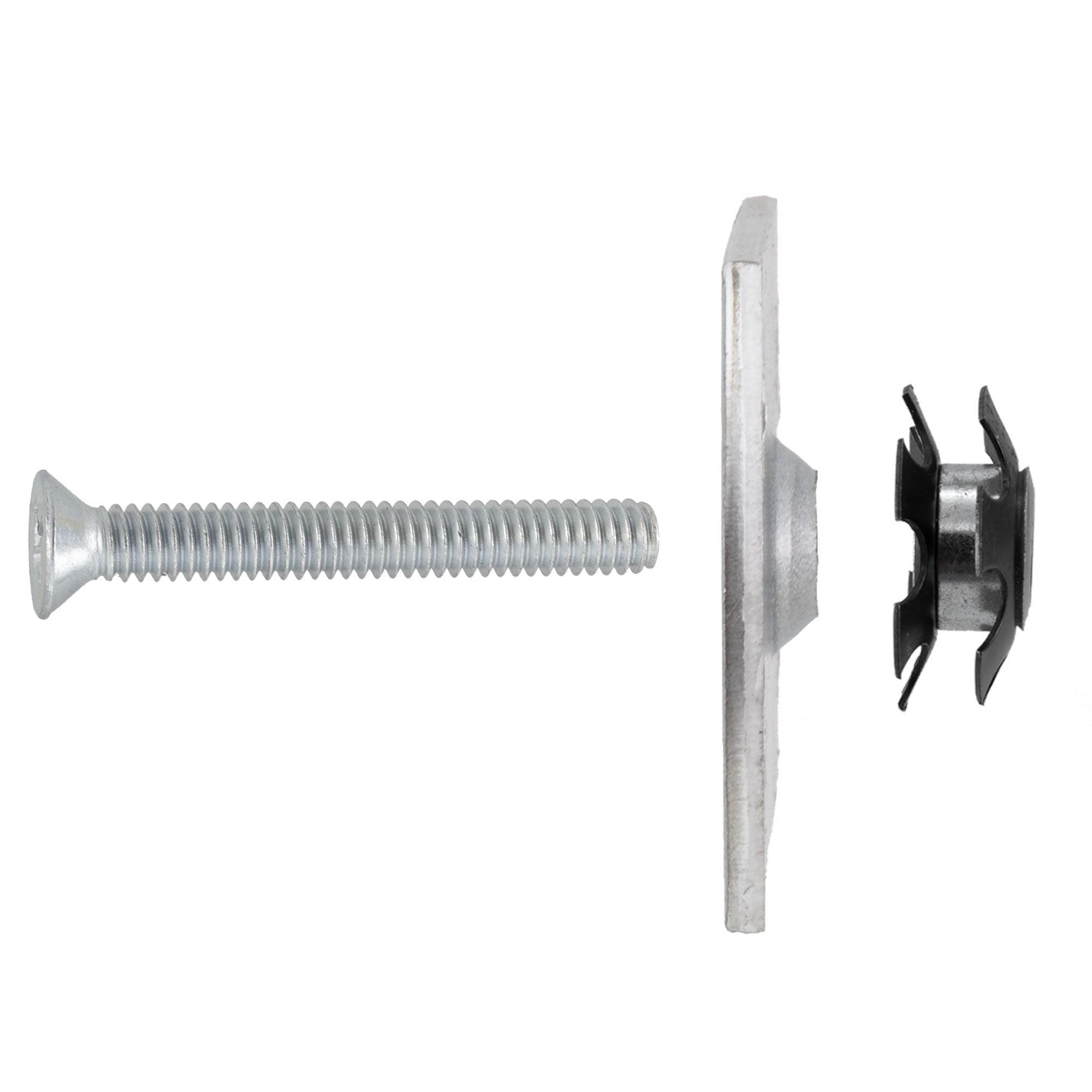 RV Ladder Oval Pad with Bolt and Insert Nut with 4 Holes | Silver