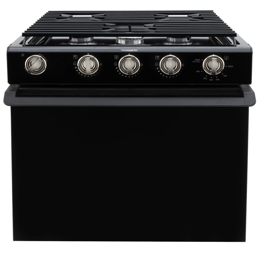 Dometic RV Oven 3-Burner Stove with Range 17" Tall | Black