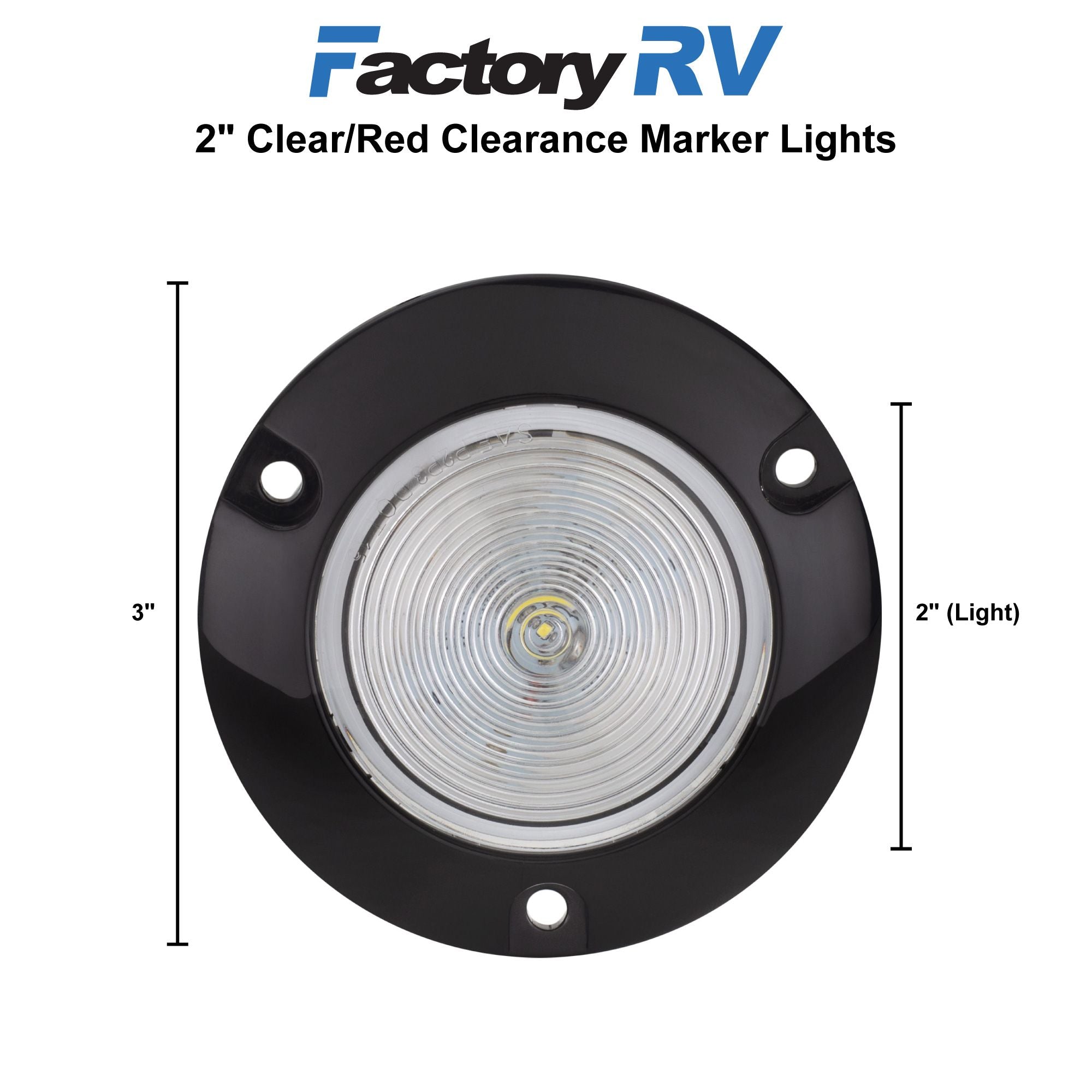 RV 2" LED Surface Mount Light | Round Clear/Red Trailer Marker or Clearance Light | Improved Visibility & Safety