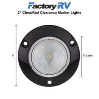 RV 2" LED Surface Mount Light | Round Clear/Red Trailer Marker or Clearance Light | Improved Visibility & Safety