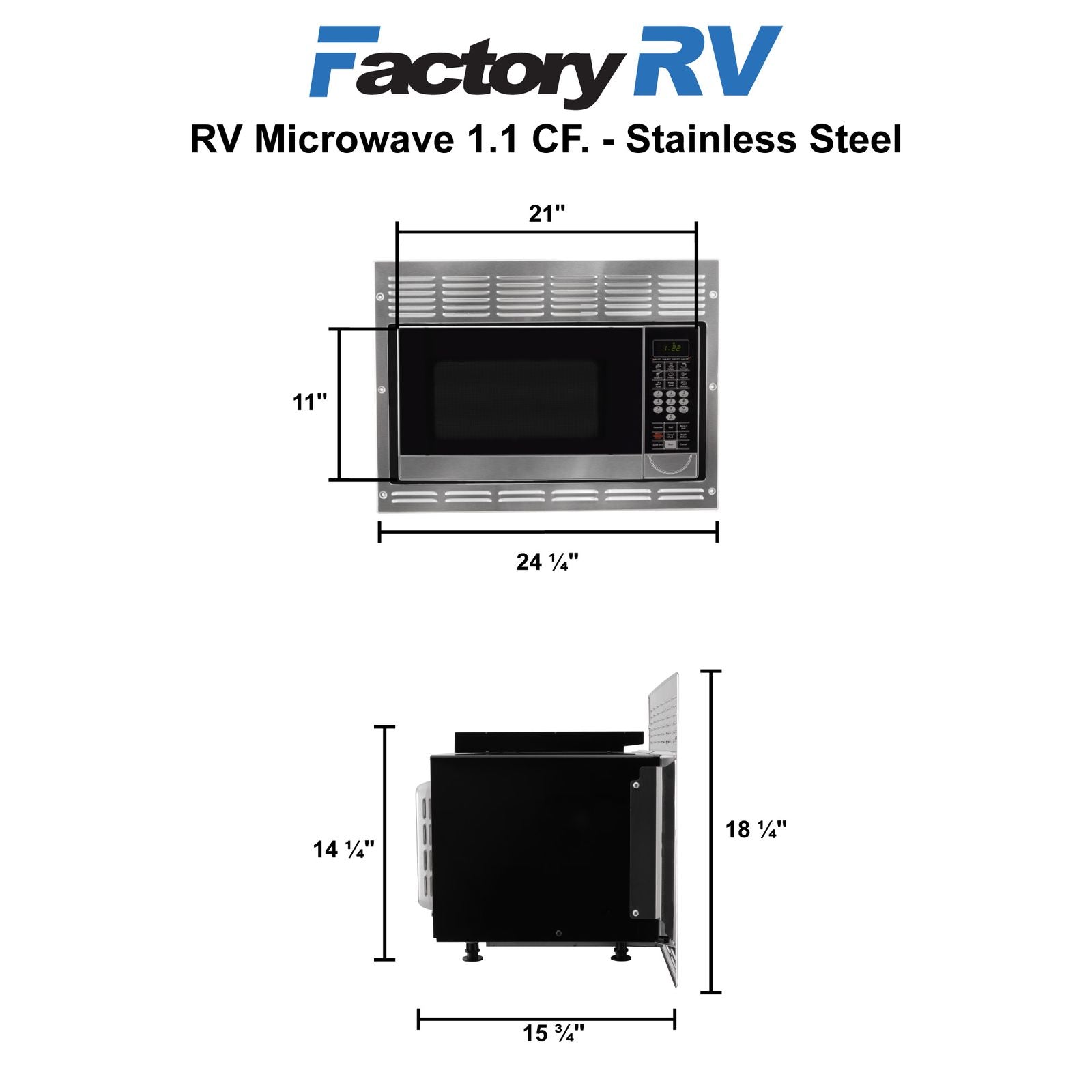 RV Microwave  1.1 CF. | Stainless Steel | Convection | Replaces Greystone
