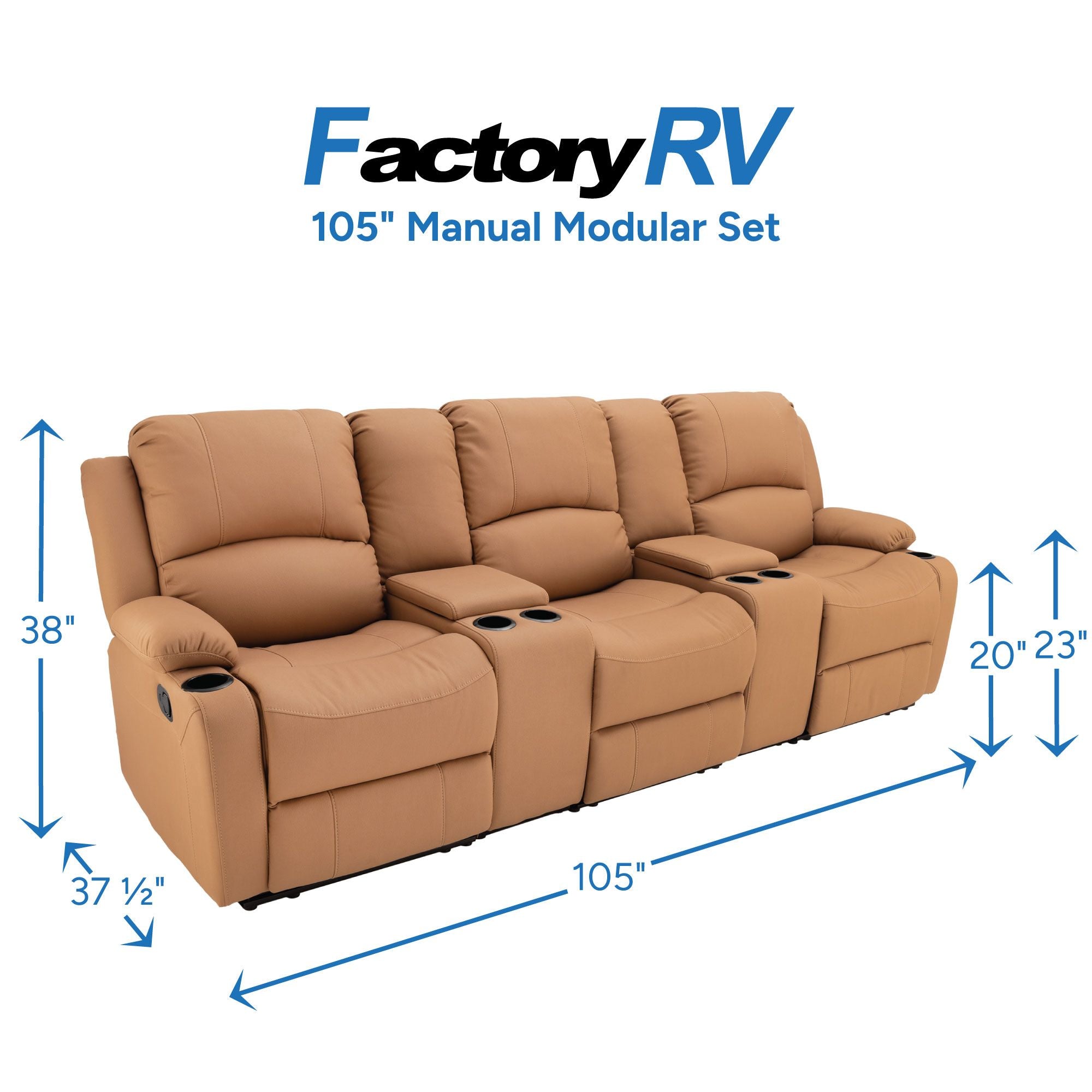 RV Wall Hugger Sofa 105" Manual Reclining Theater Seats