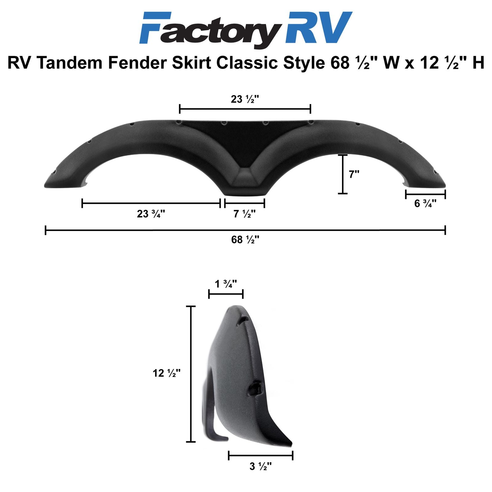 RV Tandem Fender Skirt Classic Style | 68 ½" W x 12 ½" H