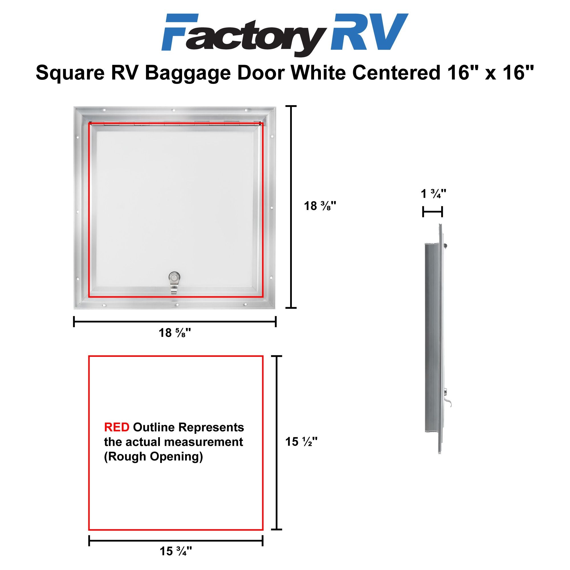 RV Compartment Door | Square  White Centered | 16" X 16"