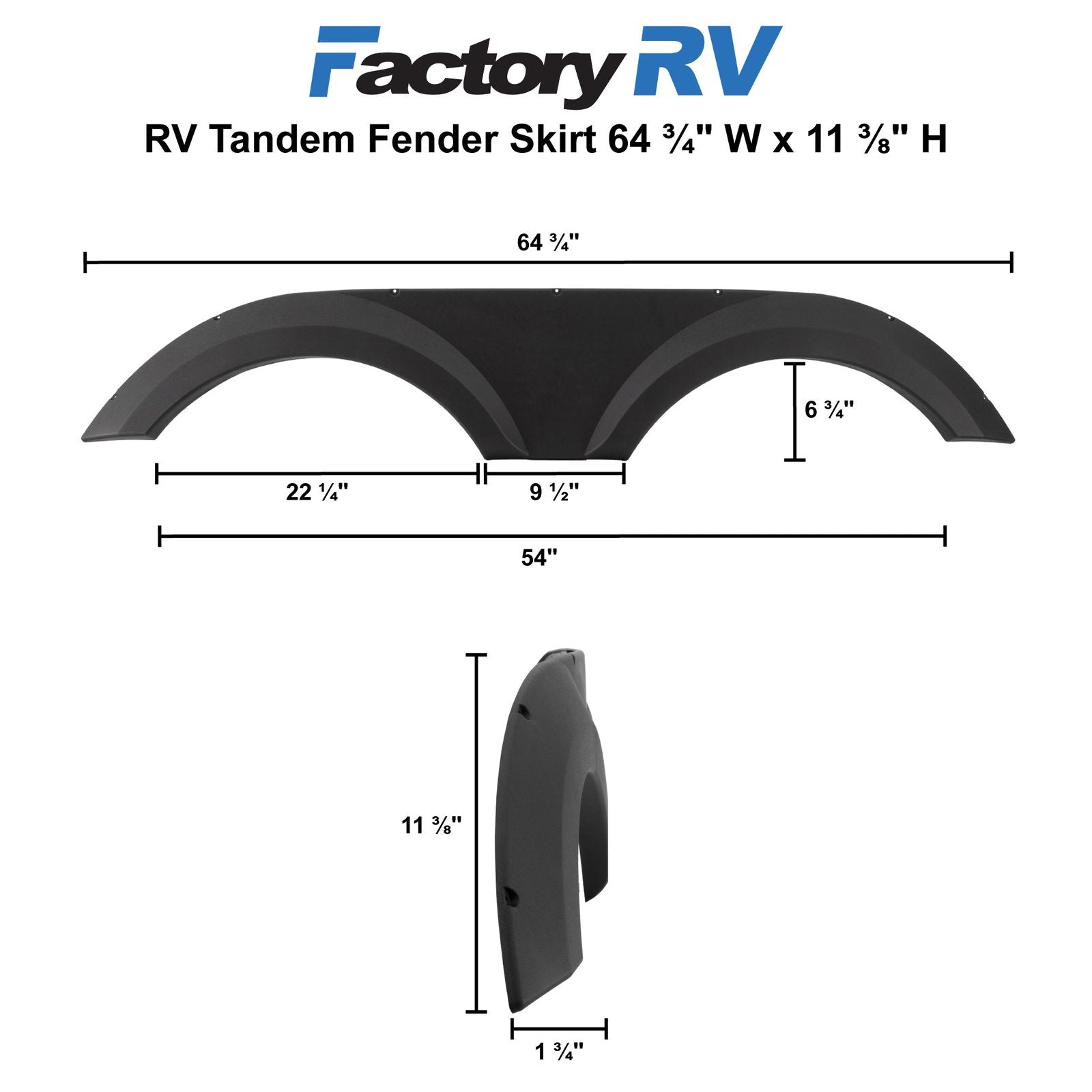 RV Tandem Fender Skirt | 64 ¾" W x 11 ⅜" H
