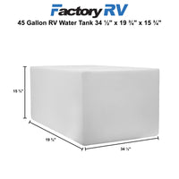 RV 45 Gallon Fresh Water Tank 34 ½" x 19 ¾" x  15 ¾" | Elkhart Plastics EPI 03029 without Fittings