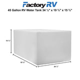 RV 45 Gallon Fresh Water Tank 34 ½" x 19 ¾" x  15 ¾" | Elkhart Plastics EPI 03029 without Fittings