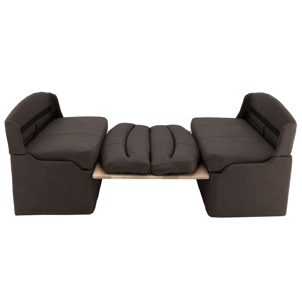 RV Chocolate Dinette Booth with Storage | Converts to Bed