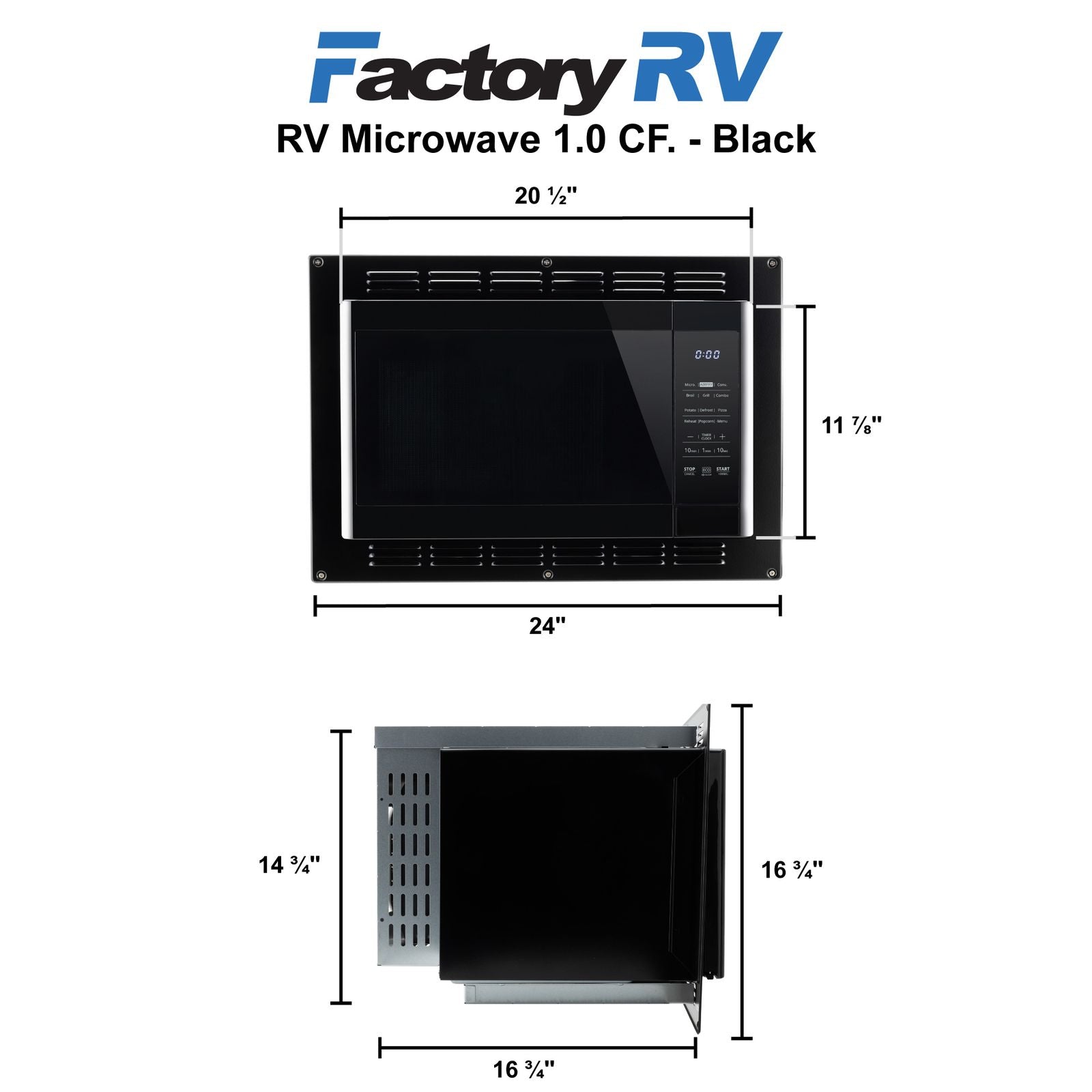 RV Microwave 1.0 CF. | Black | Convection and Air Fryer | Replaces High Pointe and Greystone