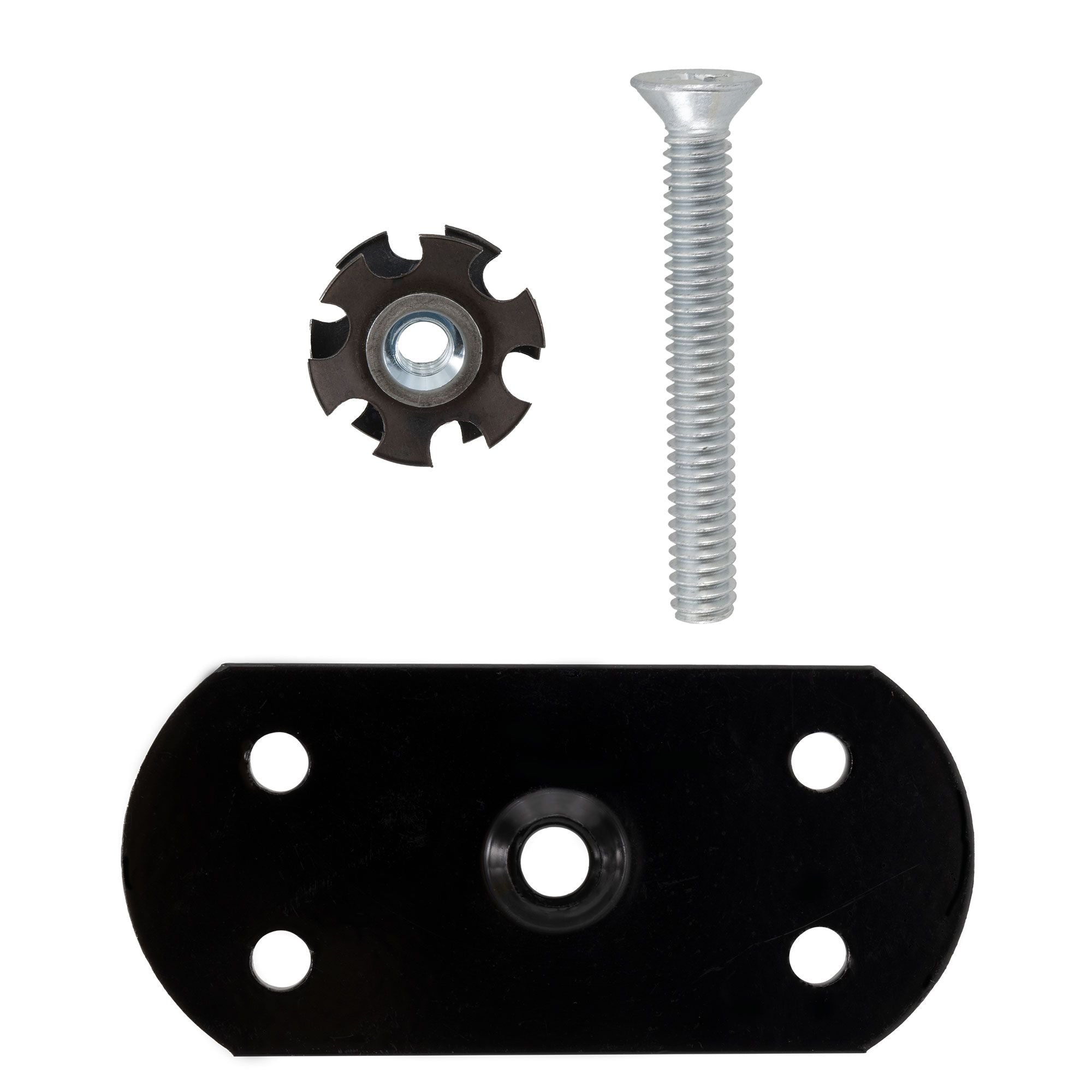 RV Ladder Oval Pad with Bolt and Insert Nut with 4 Holes | Black