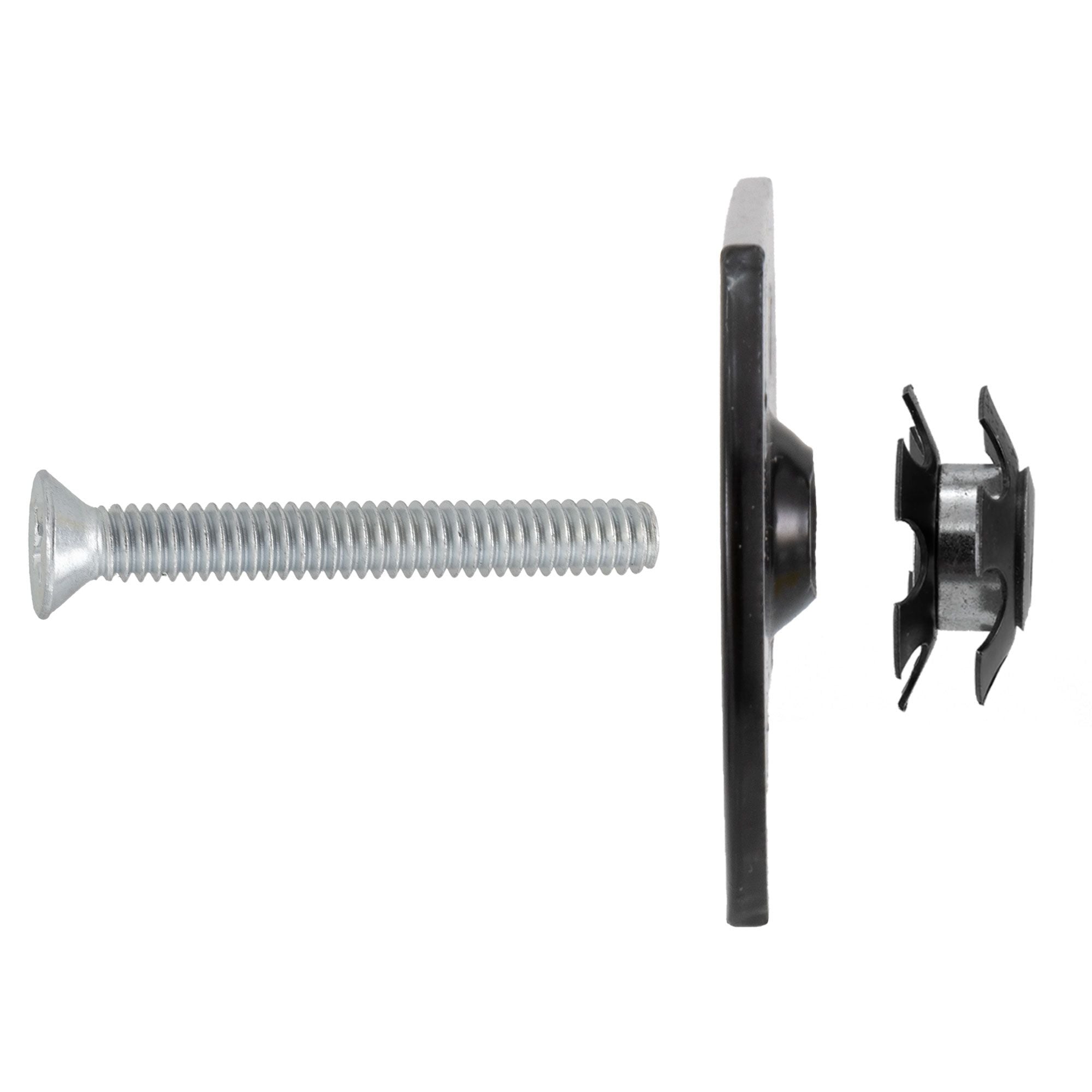 RV Ladder Oval Pad with Bolt and Insert Nut with 4 Holes | Black