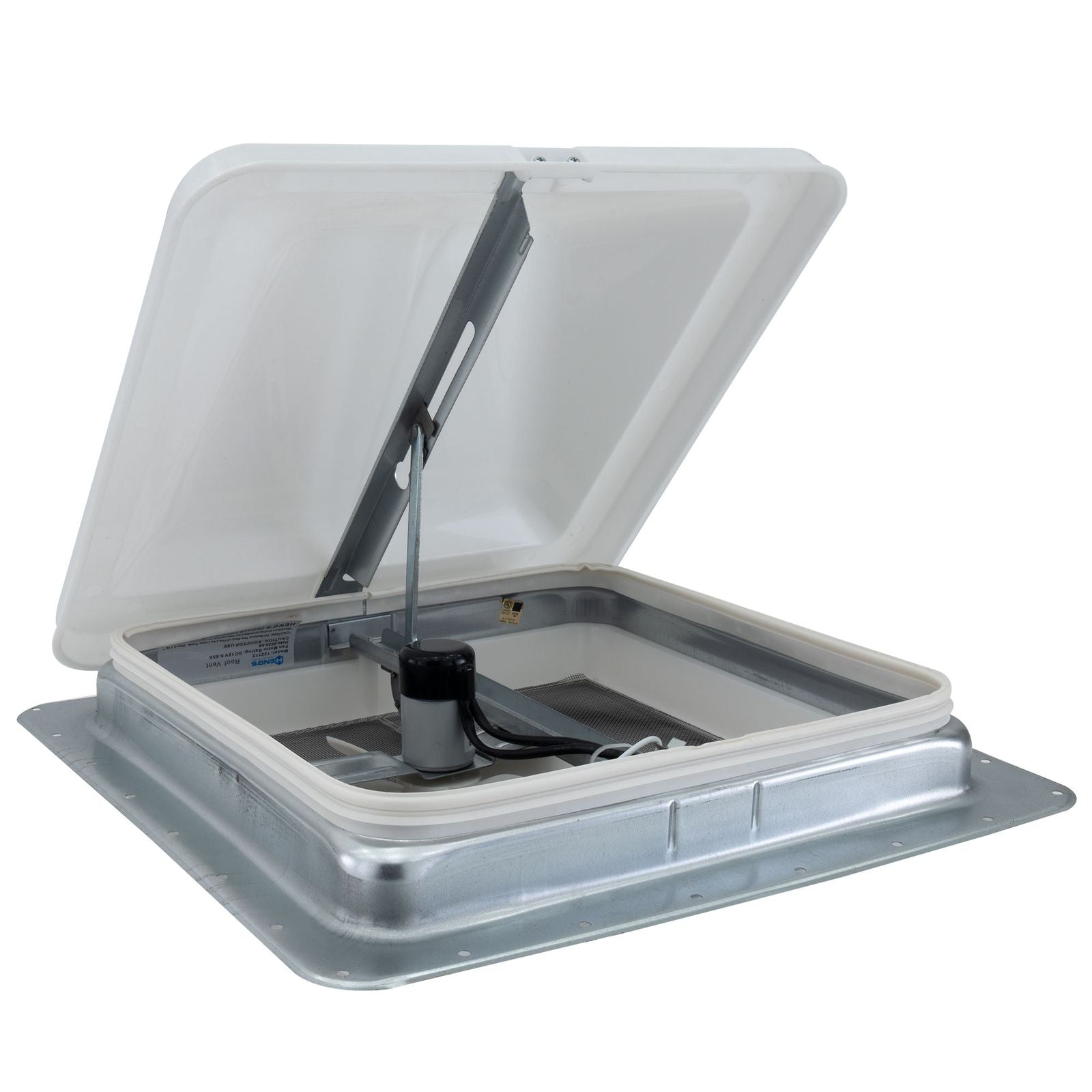 Heng's RV Roof Vent | 14" Powered 12V | White Wedge Style Lid