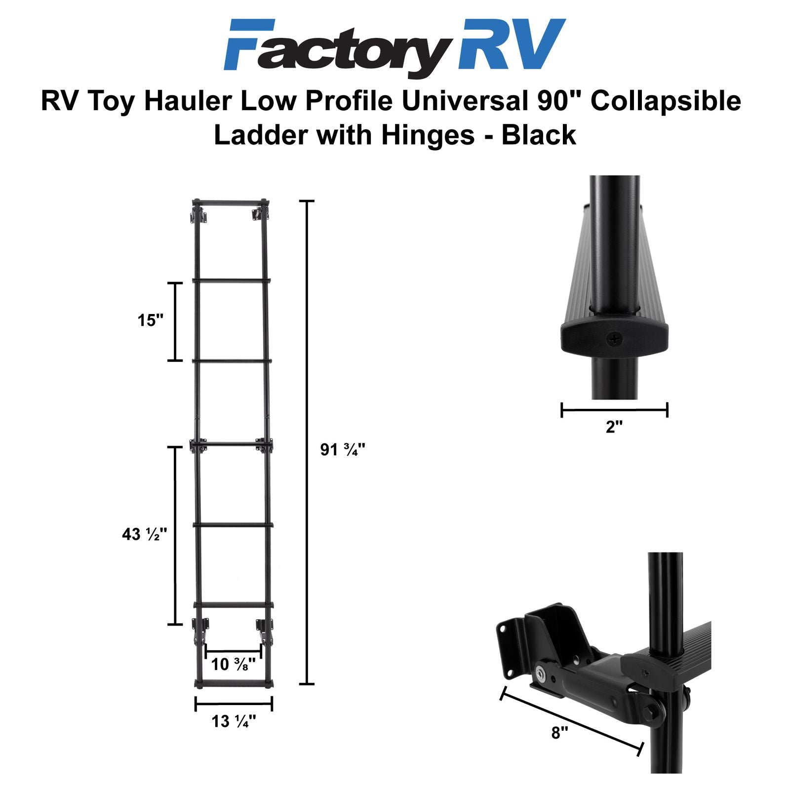 RV Ladder Collapsible 90" | Universal with Hinges