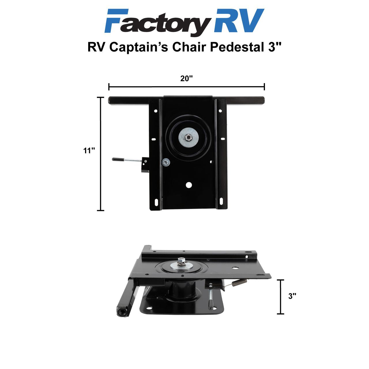 RV Captain's Chair Pedestal 3" | Swivel Seat Base
