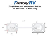 RV / Trailer T-Style Hook and Keeper Door Holder for  | 6" Hook | White