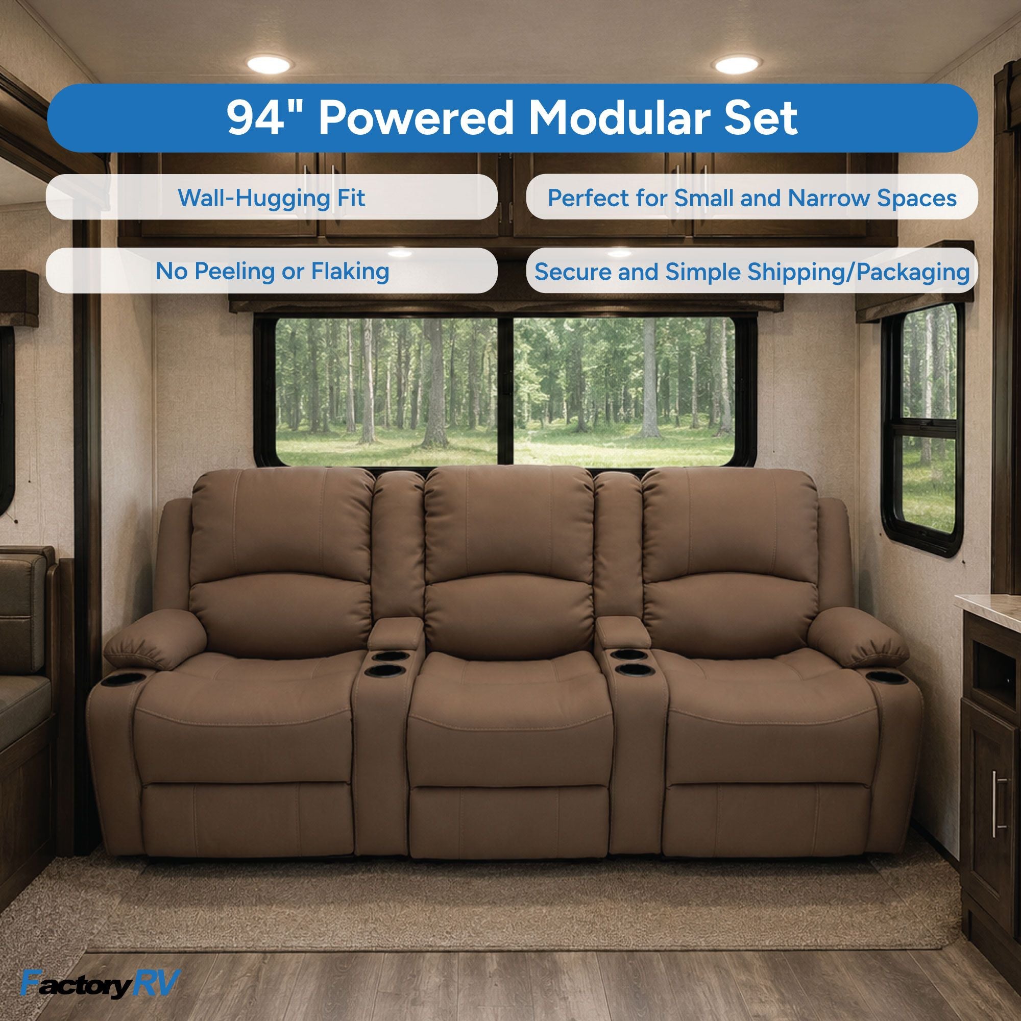 RV Wall Hugger Sofa 94" Powered Reclining Theater Seats