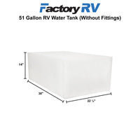 RV 51 Gallon Fresh Water Tank 22 ¼" x 38" x  14" | Elkhart Plastics EPI 0145 without Fitting