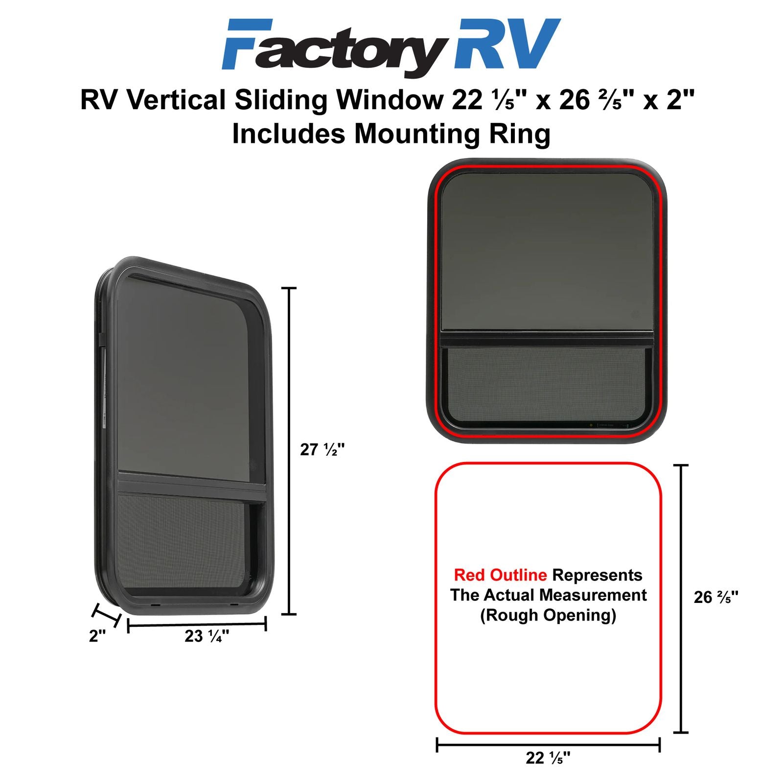 RV Window | Teardrop | 22 ⅕" x 26 ⅖" x 2"