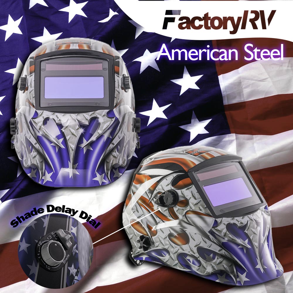KT Industries Welding Helmet with Auto Darkening | "American Steel"