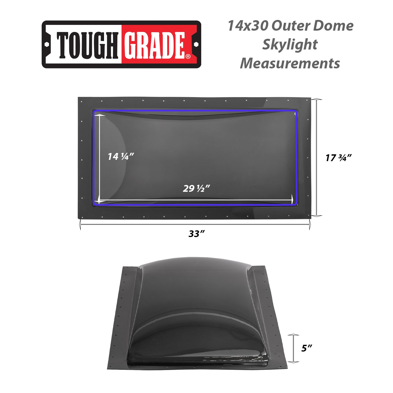 RV 14" x 30" Skylight | Outer Bubble Smoke