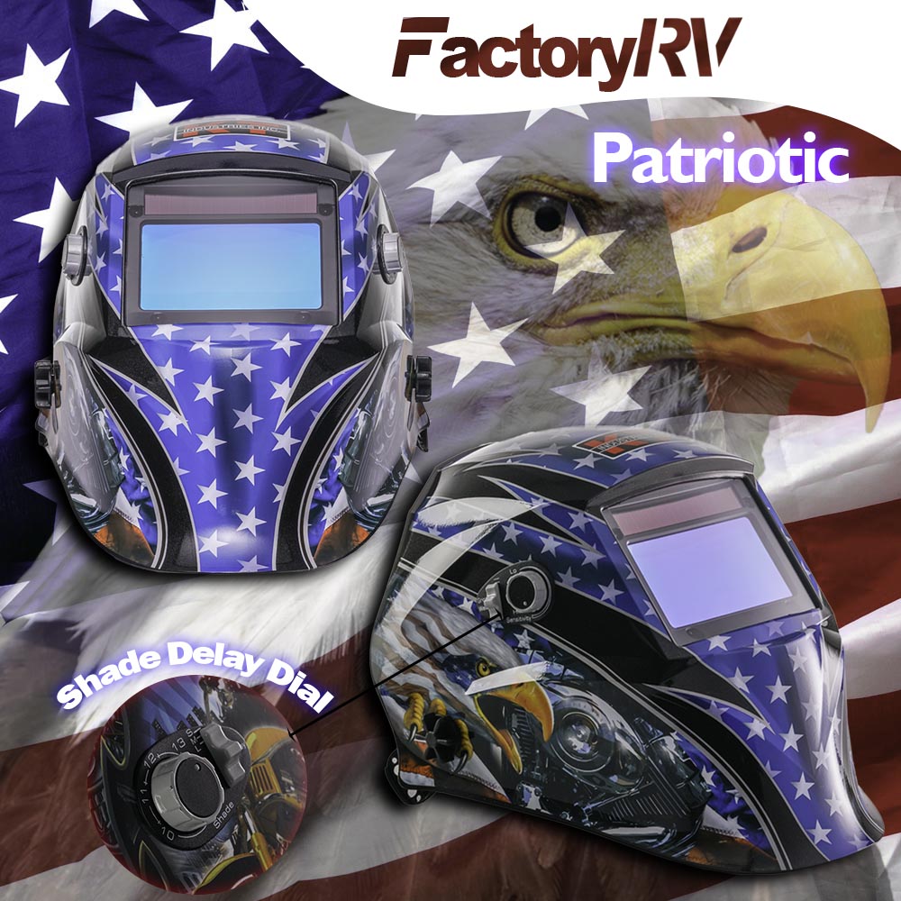 KT Industries Welding Helmet with Auto Darkening | "Patriotic"