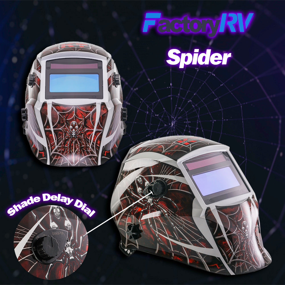 black widow motorcycle helmet K-T Industries Spider Auto Darkening Helmet
